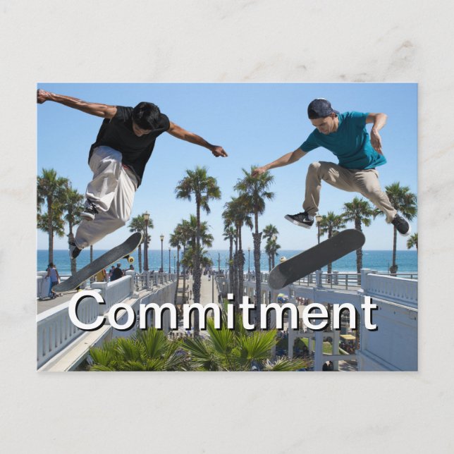 Extreme Skateboarding Commitment Card Postkarte (Vorderseite)
