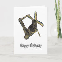 Extreme Ski Happy Birthday Card (weiß)