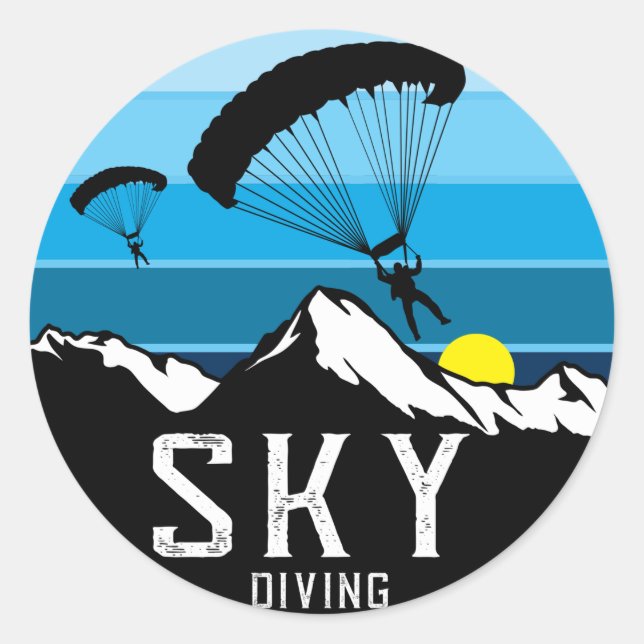 Extreme Skydiving Parachute Classic Runde Runder Aufkleber (Vorderseite)