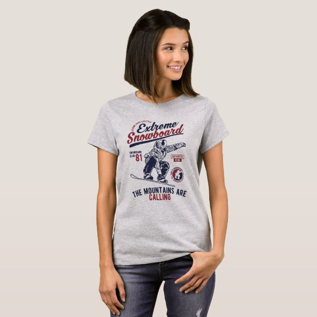 Extreme Snowboard, die Berge rufen T-Shirt (Vorne ganz)