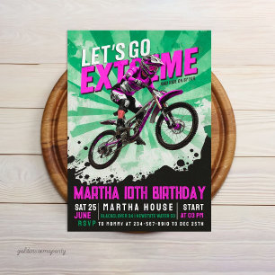 Extremer BMX-Fahrrad-Geburtstag für Mädchen - Dirt Einladung