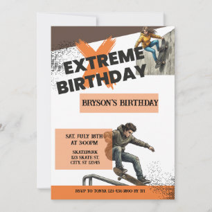 Extremer Geburtstag Skateboard Einladung