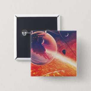 Extremer Heißluftballon über vulkanischer Höllenla Button