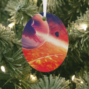 Extremer Heißluftballon über vulkanischer Höllenla Ornament Aus Metall