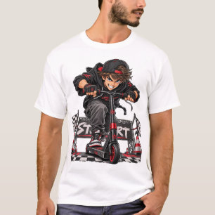 Extremer Stunt-Scooter-Rennfahrer Anime Streetwear T-Shirt
