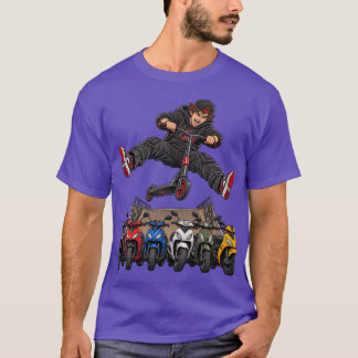 Extremer Stunt-Scooter-Sprung Bunte Mopeds T-Shirt