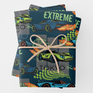 Extremes Tokio-Straßenrenn-Muster Geschenkpapier Set