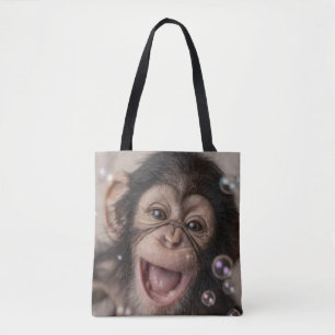 Extremnahe eines glücklichen Babyschimpansen Tasche
