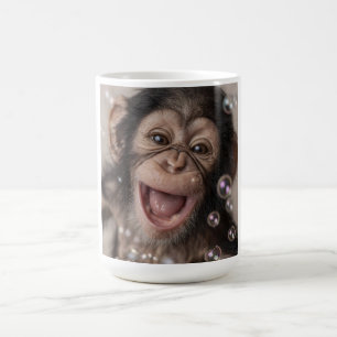 Extremnahe eines glücklichen Schimpansenbabys Kaffeetasse