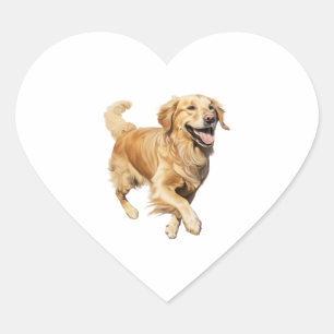 Exuberant Golden Retriever Playtime - Dynamischer Herz-Aufkleber