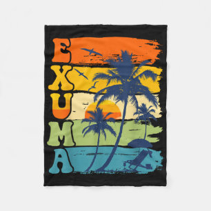 Exuma Bahamas Retro Palm Tree Beach Sommerurlaub Fleecedecke