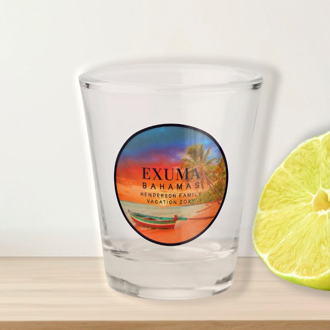 Exuma Bahamas Retro Sunset Travel Souvenir 1950s Schnapsglas (Von Creator hochgeladen)