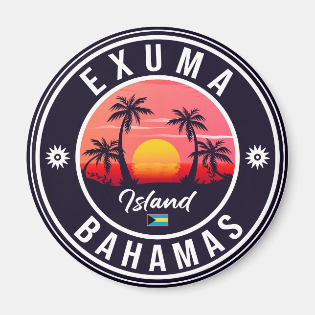 Exuma Bahamas Retro Sunset Vintag Souvenirs Magnet (Vorne)