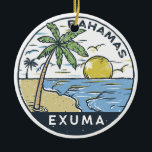 Exuma Bahamas Vintag Keramik Ornament<br><div class="desc">Exuma Vektorgrafik Design. Die größte der Buchten ist das Great Exuma,  das 55 km lang ist und durch eine kleine Brücke mit einer anderen Insel,  Little Exuma,  verbunden ist.</div>