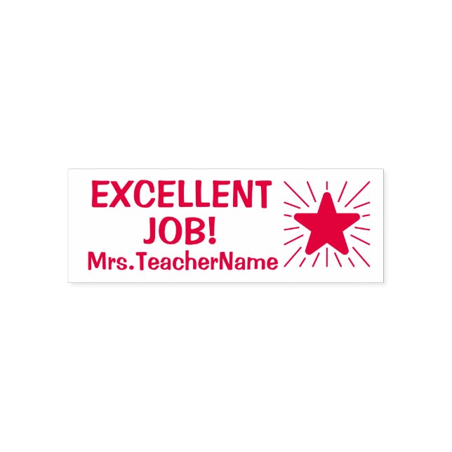 "EXZELLENT JOB!" + Lehrer Name Kautschuk Briefmark Permastempel (Design)