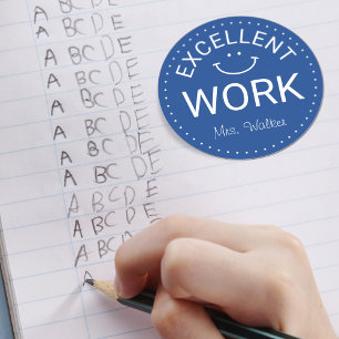Exzellente Arbeit   Personalisierte Lehrer Runder Aufkleber