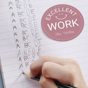 Exzellente Arbeit Personalisierte Lehrer Runder Aufkleber