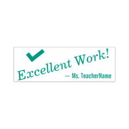 "Exzellente Arbeit!" + Teacher's Name Rubber Brief Permastempel