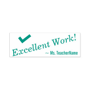 "Exzellente Arbeit!" + Teacher's Name Rubber Brief Permastempel