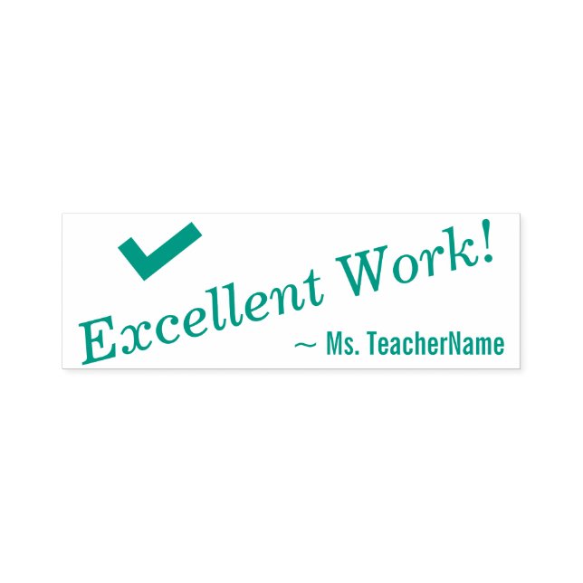 "Exzellente Arbeit!" + Teacher's Name Rubber Brief Permastempel (Design)