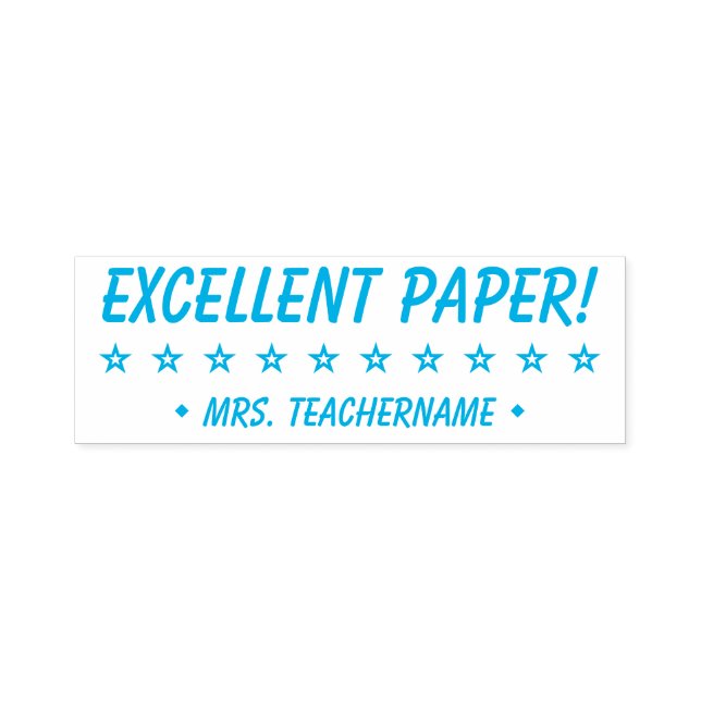 "EXZELLENTES PAPIER!" + Name des Pädagogen Rubber- Permastempel (Design)