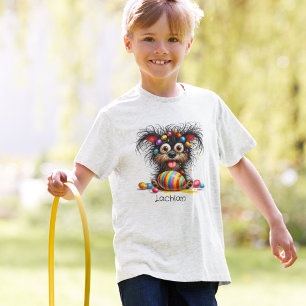 Exzentrischer Hund mit Ostereiern im Haar Kleinkind T-shirt