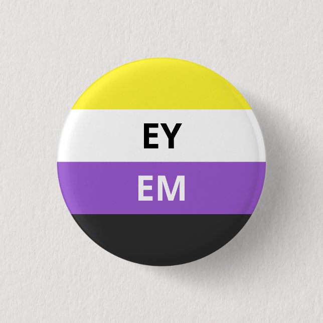 Ey/Em Pronomen-Nicht-Binäres Flaggen-Abzeichen Button (Vorderseite)