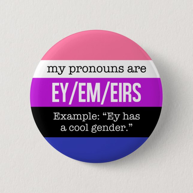 Ey/Em Pronomina - Genderfluid Flagge Button (Vorderseite)