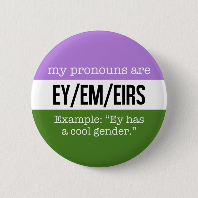 Ey/Em Pronomina - Genderqueer Flagge Button (Vorderseite)