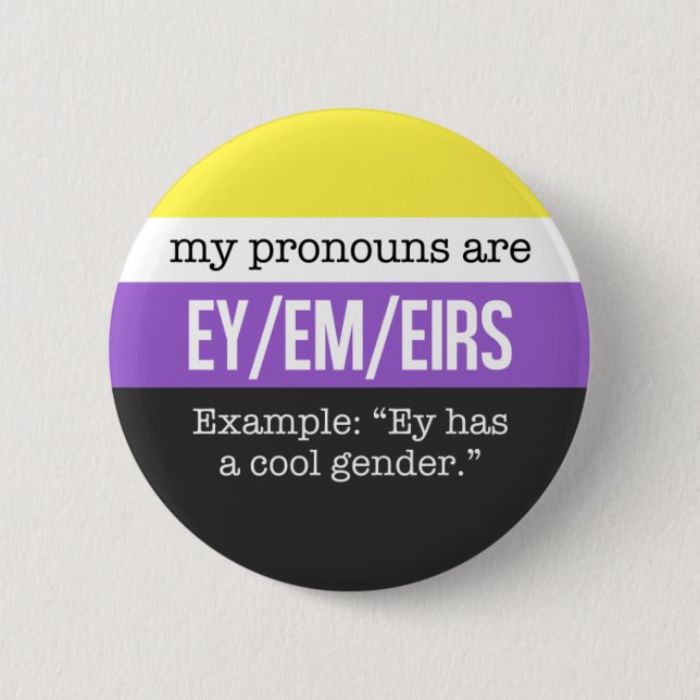 Ey/Em Pronomina - Nonbinary Flagge Button (Vorderseite)