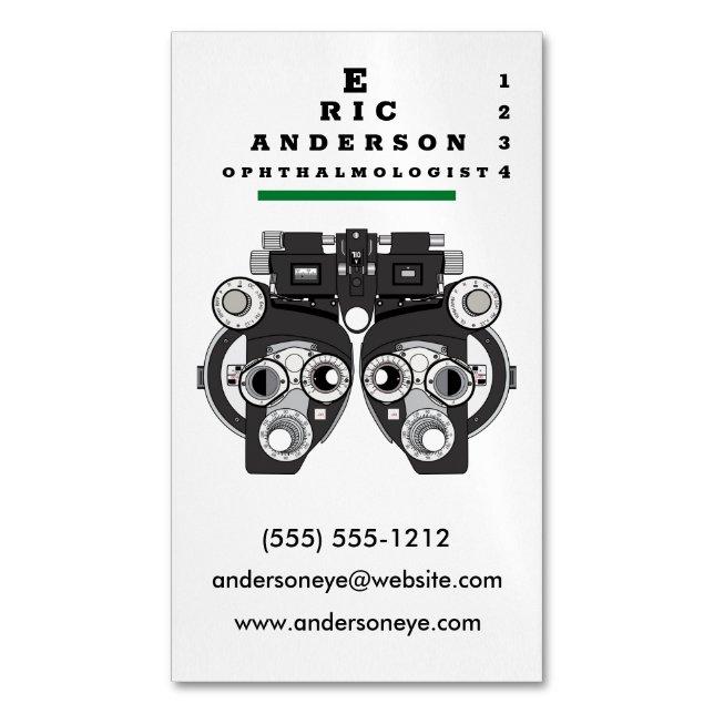 Eye Care Specialist Phoropter Magnetische Visitenkarte (Vorderseite Vertikal)