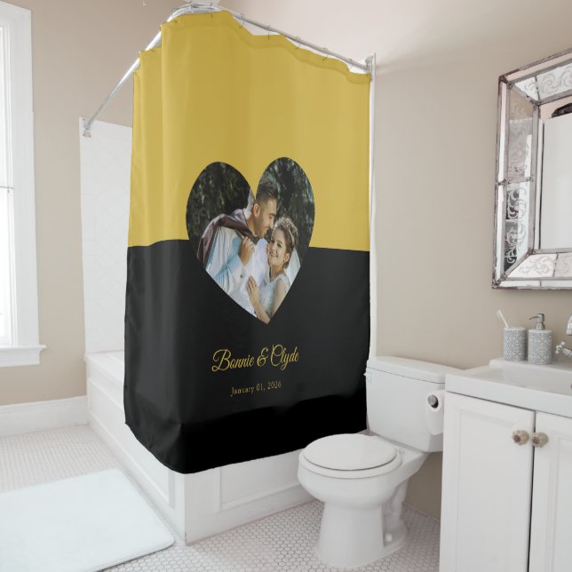 Eye-casing Heart Couple Gold and Black Duschvorhang (Beispiel)