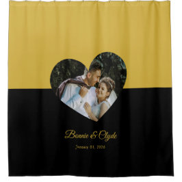 Eye-casing Heart Couple Gold and Black Duschvorhang