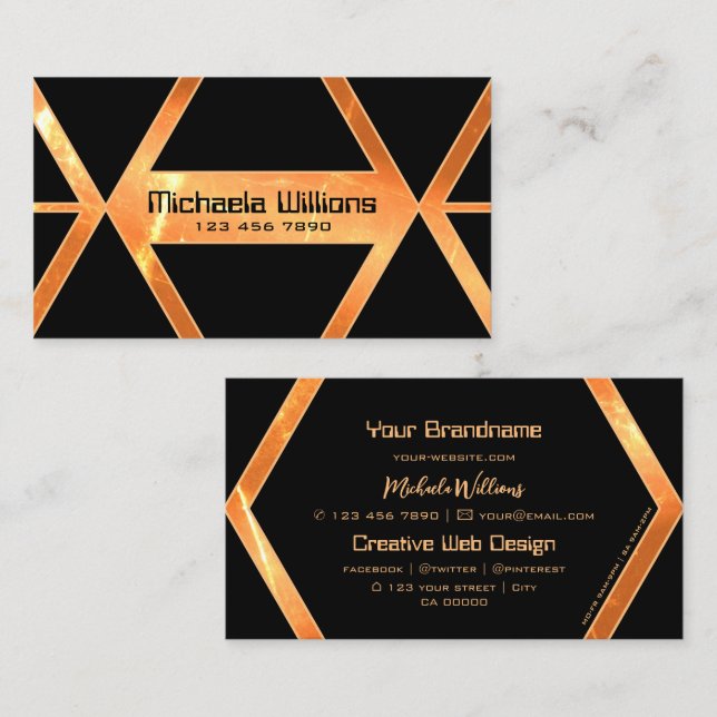 Eye Catcher Shimmery Coral Black Geometric Stilvol Visitenkarte (Vorne/Hinten)