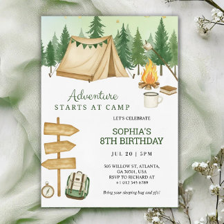 Eye catching birthday Invitation in camping vibe  Einladung