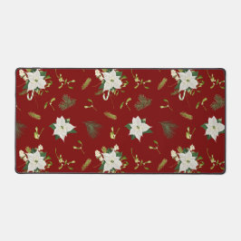 Eye Catching Floral Pattern Deep Red Schreibtischunterlage