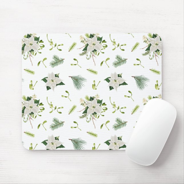 Eye Catching Floral Pattern White Mouse Pad Mousepad (Mit Mouse)
