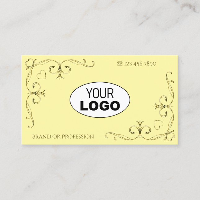 Eye Catching Gold Verziert Corners mit Logo Creme Visitenkarte (Vorderseite)
