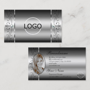 Eye Catching Silver Squiggled Juwelen Logo und Fot Visitenkarte