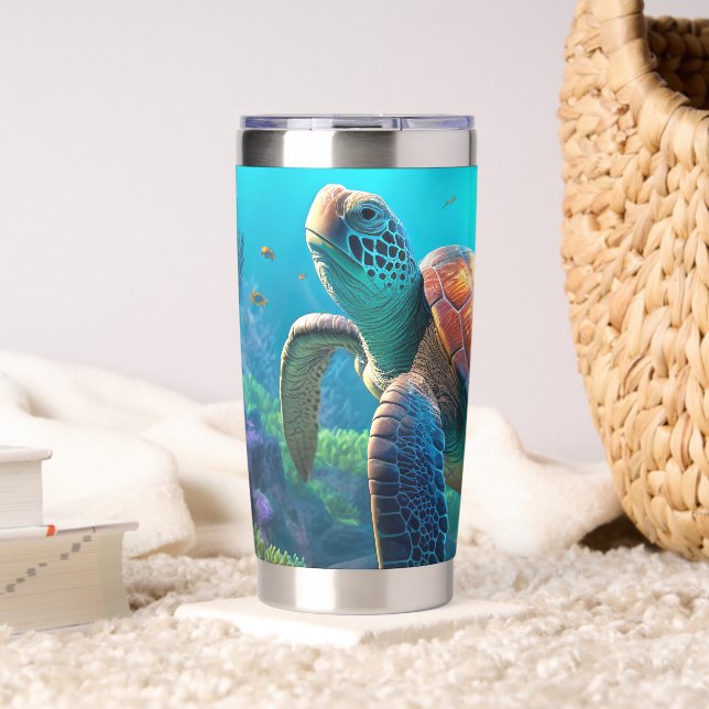 Eye Catching Turtle Image Mark Insulated Tumbler Thermobecher (Wohnzimmer (gedreht))