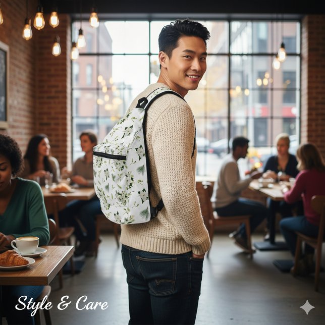 Eye-Catching White Green Floral Pattern Stylish Crossbody Bag (Eye-Catching White Green Floral Pattern Stylish Sling Bag)