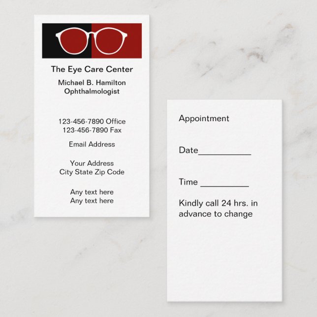 Eye Doctor Médicale Nomination Budget Carte d'acti (Devant / Derrière)