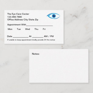 Eye Doctor Office Ernennung Business Cards Neue Terminkarte