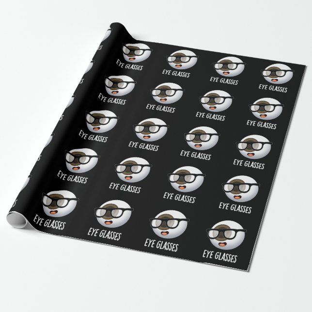 Eye Glasses Funny Eyeball Puns Dark BG Geschenkpapier (Ungerollt)