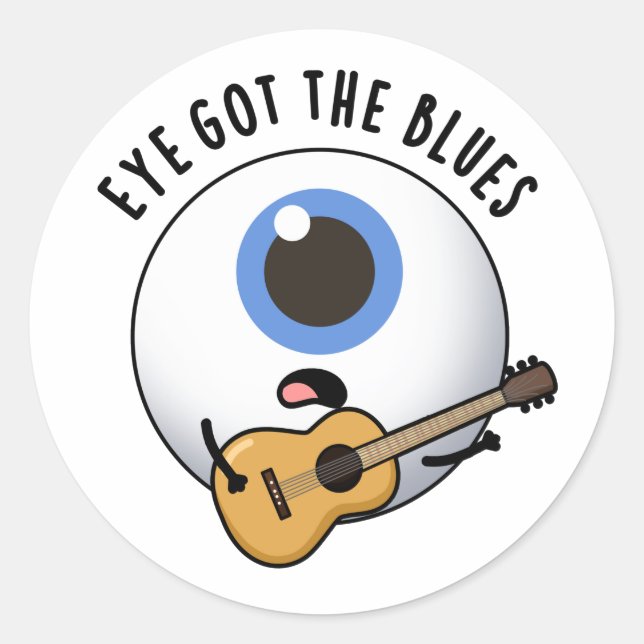 Eye Got die Blues Funny Eyeball Music Puff Runder Aufkleber (Vorderseite)