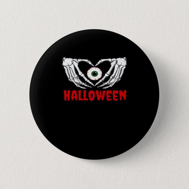 Eye Halloween - Skeleton Hands Herz Button (Vorderseite)