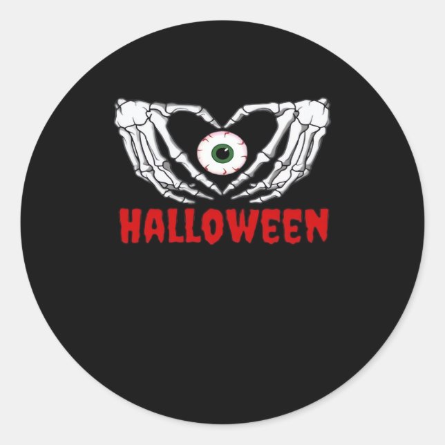 Eye Halloween - Skeleton Hands Herz Runder Aufkleber (Vorderseite)