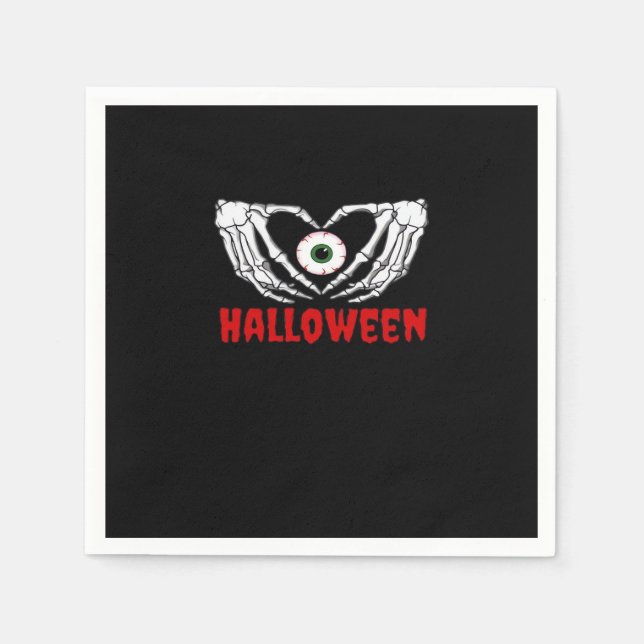 Eye Halloween - Skeleton Hands Herz Serviette (Vorderseite)