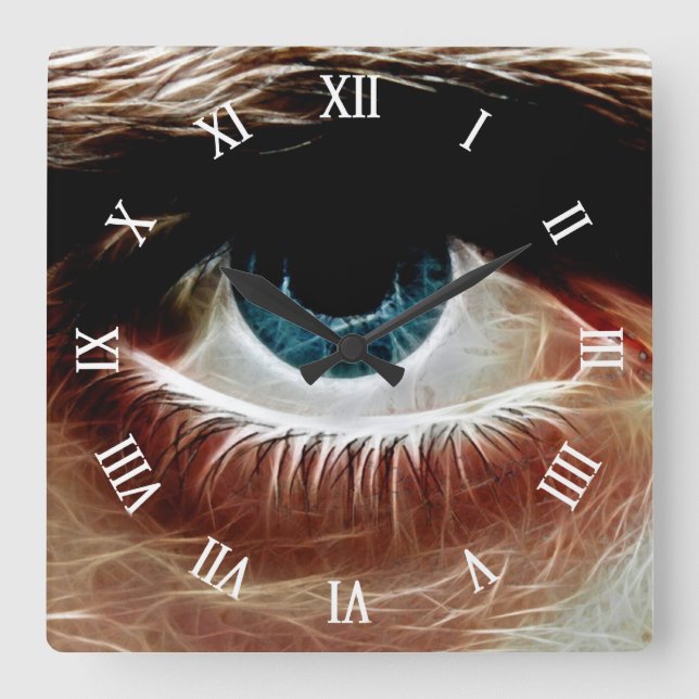 Eye l Window of The Soul l Abstract Art Quadratische Wanduhr (Vorderseite)