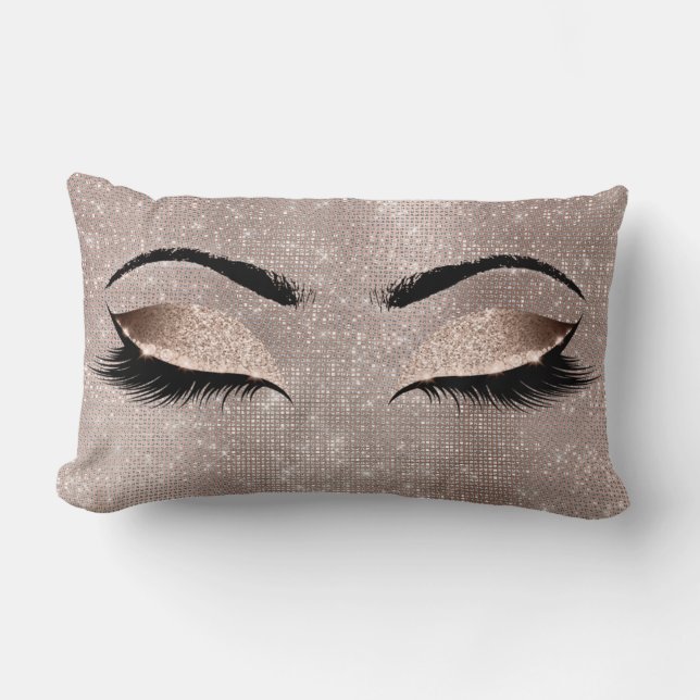 Eye Lashes Glitzer Black Glam MakeUp Rose Sequin Lendenkissen (Vorderseite)